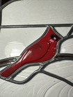 Stained Art Glass Panel Sun Catcher Birds Tiffany Style Cardinal Chickadee    