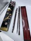 Vintage Japanese His   Her Abalone Mop Inlaid Lacquer Chopsticks In Storage Box