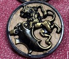 8 Antique Stamped Brass Heraldic Lion Picture Buttons Wood Background 1 5 