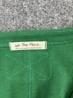 We The Free Shirt Womens Large Green V Neck Cropped Waffle Knit Long Sleeve