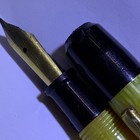 Vintage Yellow And Black Striated Lever Fill Fountain Pen Stainless Nib