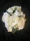 All White Mixed Flower Wedding Bouquet With Matching Boutonni  re  magnet 