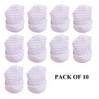 Baby Pink And Blue Striped Beanies  2ply - 10 Ea