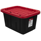 4 Pack Hyper Tough 12 Gal Heavy Duty Storage Bins Snap Lid Black   Red