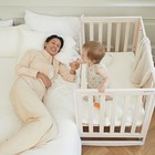 Baby Crib 6 In 1 Convertible Mini Crib With Wheels Wood Growing Bed