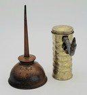 Antique Eagle Oiler Cans 2 Ct  Usa Lot Of Two Flex Spout   Copper 1 3 Quart
