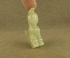 Fancy Carved Chinese Old Jade Kneel Human Figurine Pendant