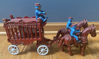 Vintage Cast Iron Overland Circus Horse Drawn Wagon 3 Men 1 Bear Usa No Reigns