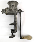 Vtg Cast Iron Hand Crank L f    C Universal  2 Meat Grinder With Attachments