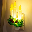 Three Candles With Holly Christmas Night Light