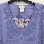 Soft Surroundings Blue Maxi Dress Kaftan Paisley Embroidery Lace Trim Neck Small
