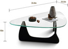 Coffee Table - Triangle Glass Coffee Table With Solid Wood Base Minimalist Moder
