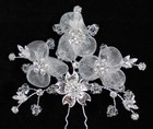 Floral Clear Austrian Rhinestone Crystal Hair Pin Pick Comb Wedding Tiara C1609