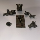 Vintage Miniature Pewter Metal Animal Trinkets Lot Of 6 Shelf 1-2    Mini Figurine