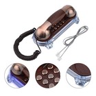 Corded Phone Mini Retro Trimline Metal Buttons Blue Light Reddish Copp r Home