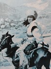 Vintage Frederic Remington  an Indian Trapper  1889 Framed Textured Canvas 33x23