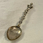 Antique 800 Silver Open Salt Cellar Spoon Mythological Or Angel   Demon Form