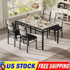Dining Table Set Wood Kitchen Table Chairs Set For 4 With Upholstered Chairs New