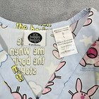 Vtg Y2k Its Happy Bunny Scrub Top Large L Jim Benton Wake Me Boring Stops Blue
