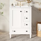 24  Wood Bathroom Vanity Storage Cabinet With Ceramic Sink   Soft-close Drawers