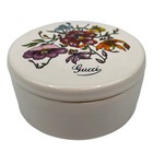 Gucci Richard Ginori Trinket Box 5  Round Floral Porcelain Vtg England - Flawed