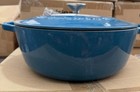 Cuisinart Enamel Cast Iron Oval Casserole Pot W  Lid Provincial Blue 5 5 Qt Mib 
