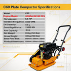 Gas Plate Compactor Powered By Honda Gx160 Engine  5 5hp Soil Tamper With Wheels