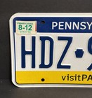 Pennsylvania License Plate Hdz-9207 Dmv Tag Expired 8-12 Visitpa com Near Mint