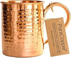100  Copper Mug For Moscow Mule - 12oz Hammered Pure Copper Thick Straight Wall