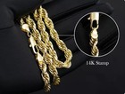 14k Real Solid Yellow Gold 4mm-8mm Rope Chain Necklace With Lobster Claw Clasp