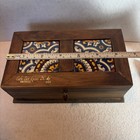 Handmade Wooden Trinket Box With Painted Tiles El Viejo Arte Style
