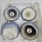 Vintage Glass Christmas Ornaments Indent Colombia Set Of 4 Mid-century Modern