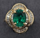 Vintage 3ct Oval Lab Created Green Emerald Women s Ring 14k Yellow Gold Finish