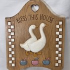 Burwood Bless This House Duck Geese Wall Plaque 1988 Hanging Planter Plastic Usa