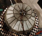 Vtg Tiffany Style Large Hanging Stained Glass Swag Lamp pendant White