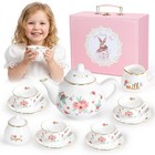 Girls  Porcelain Tea Party Set - Kids Pretend Play Teapot   Cups  Gift For Ages