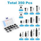 350pcs M2 Male Female Nylon Hex Spacer Standoff Assortment Kit  Black
