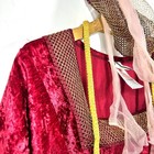 Renaissance Gown Burgundy Gold Velveteen 4pc Ladies Shakespearean Dress One Size