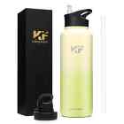 Kings Fiore Water Bottle Straw And Spout Lid Stainless Steel Keep Drinks Hotcold