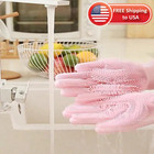 1pair Dishwashing Gloves Waterproof Silicone Cleaning Scrubber Kitchen Tools Usa