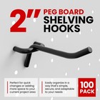 Factorduty 100 Pack 2 Inch Length Steel Black Peg Board Pegboard Shelving Hooks