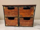 Vtg 4 Drawer Wood   Metal Desktop Cabinet Cubby Storage Case Box Organizer