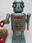 Vintage 1950 s Tin Robot R-35 Japan Trade Mark Modern Toys 8  Does Not Run
