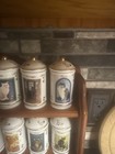 Franklin Mint Lesley Anne Ivory Cat Spice Jar Collection With Wooden Rach