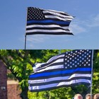 Thin Blue Line Usa American Flag Police With Embroidered Stars And Sewn Stripes