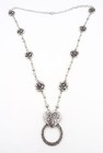 New Antiqued Silver Eyeglass Holder Necklace With Roses   Heart Pendant  z2030
