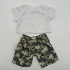 Build A Bear White Shirt Camo Camouflage Cargo Shorts Pants Teddy Clothes Outfit