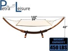 14  Teak Stain Wood Arc Hammock Stand   Quilted Beige Color Hammock Bed 