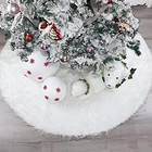 Christmas Tree Skirt Faux Fur Snow White Luxury Plush Large Size Fluffy 59 Inch