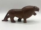 Antique Hand Carved Solid Wood  Lion Sculpture Statue 10  